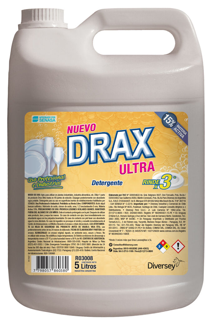 DRAX ULTRA 4x5L - DETERGENTE USO PROFESIONAL